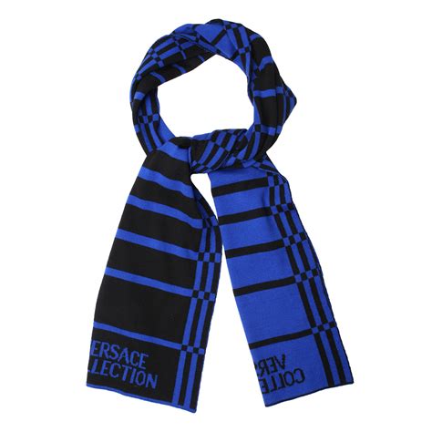 versace foulards blau|Versace wool scarf.